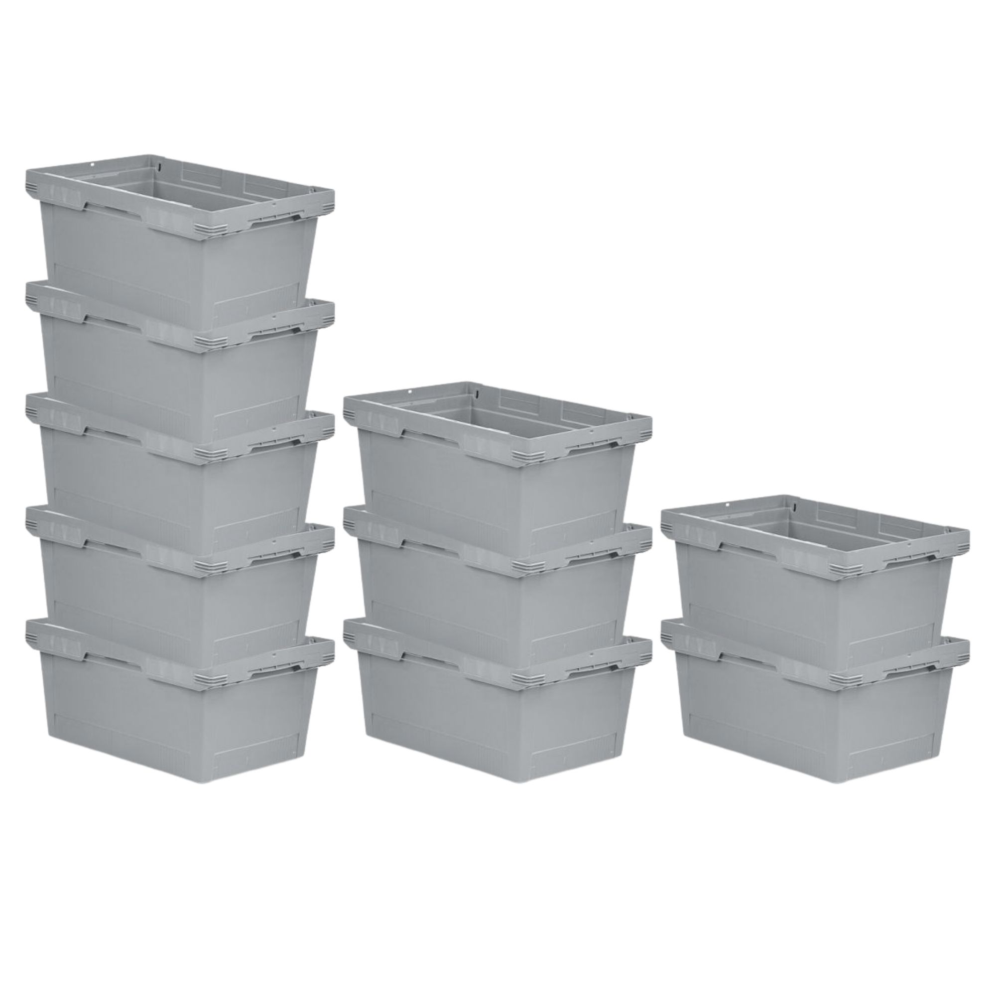SparSet 10x Conical Mehrweg-Stapelbehälter Grau | HxBxT 27,3x40x60cm | 47 Liter | Lagerbox Eurobox Transportbox Transportbehälter Stapelbehälter
