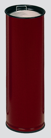 Klassischer runder Ascher mit Sieb, optimal für alle Raucherzonen | HxBxT 66x23x23cm | Verzinkter Stahl | Rot
