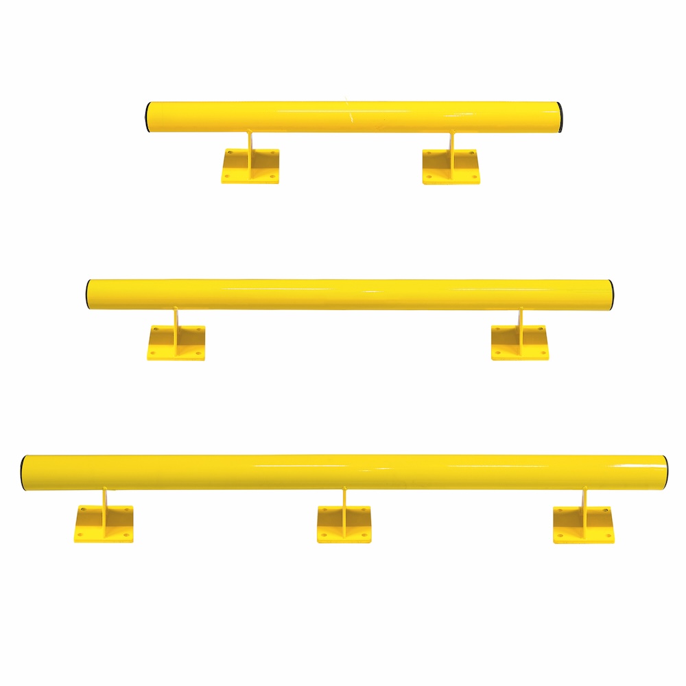 Rammschutz-Barriere | HxbxT 20x200x16cm | Rohr-Ø 7,6cm | Kunststoffbeschichteter Stahl | Schwarz-Gelb