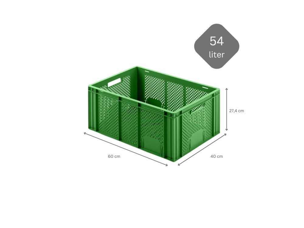 SuperSparSet 4x Eurobehälter Obst- und Gemüsekasten | HxBxT 27,4x40x60cm | 54 Liter | Grün | Obst-Gemüsekiste, Obstkorb, Transportbox