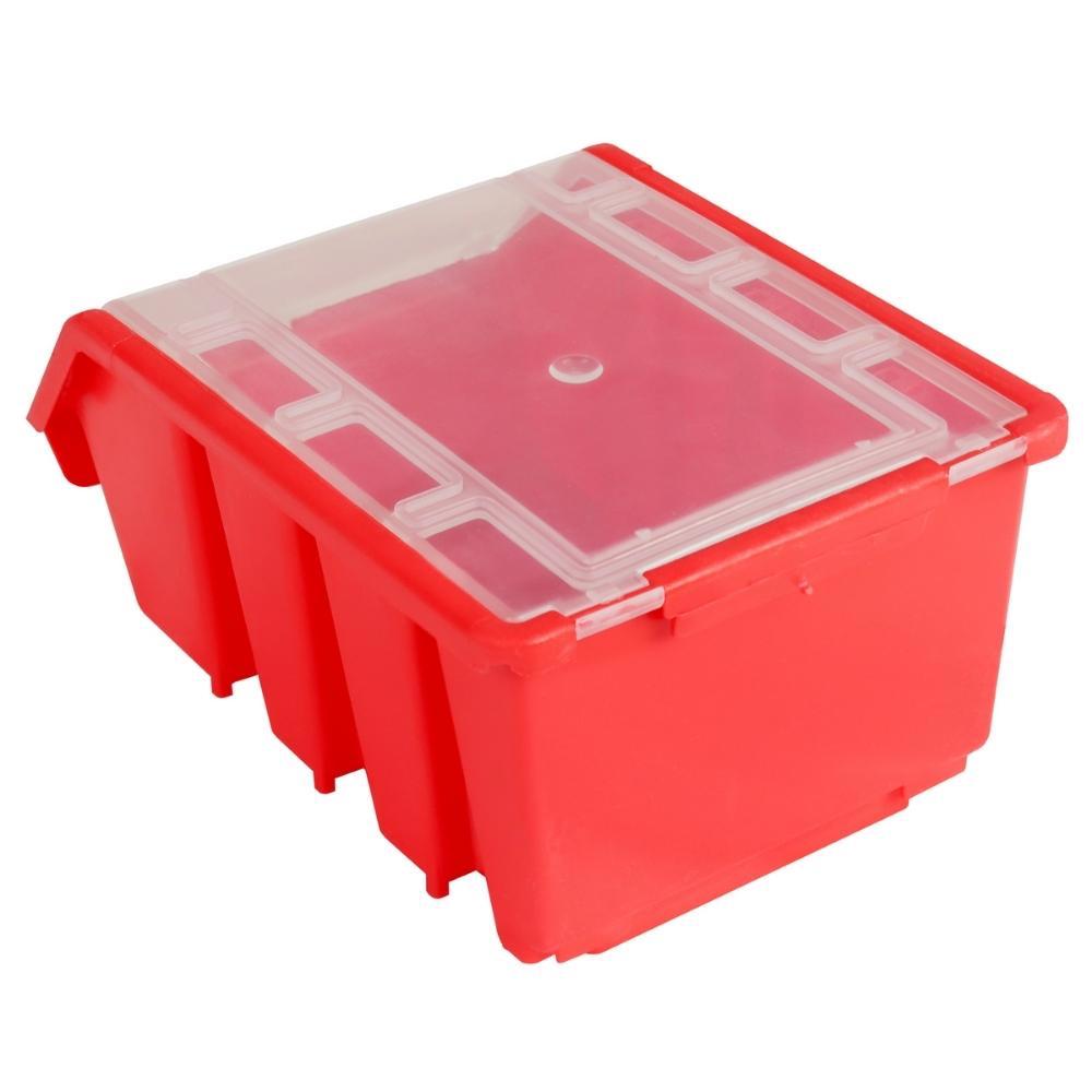 SuperSparSet 20x Sichtlagerbox 2 mit Deckel | HxBxT 7,5x11,6x16,1cm | Polypropylen | Rot