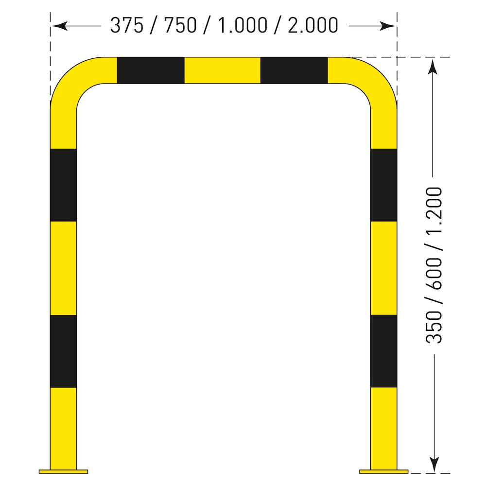Rammschutz-Bügel | HxB 35x37,5cm | Rohr-Ø 7,6cm | Feuerverzinkter & kunststoffbeschichteter Stahl | Gelb