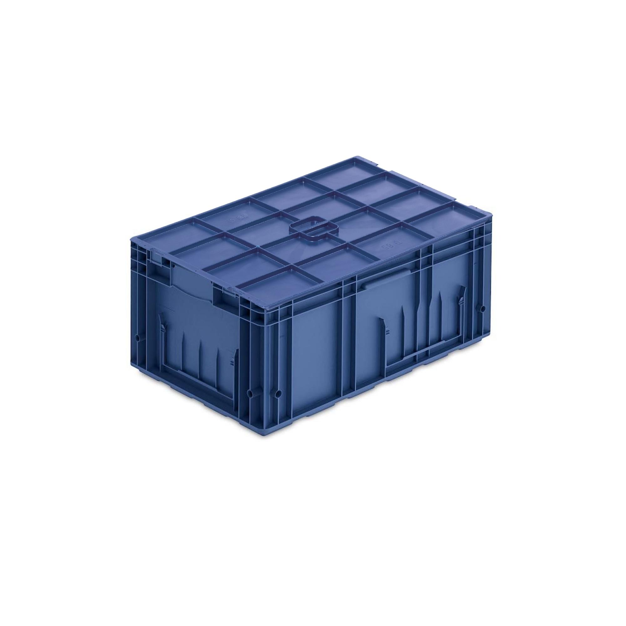 VDA KLT Kleinladungsträger mit Verbundboden & Auflagedeckel | HxBxT 28x40x60cm | 48 Liter | KLT, Transportbox, Transportbehälter, Stapelbehälter