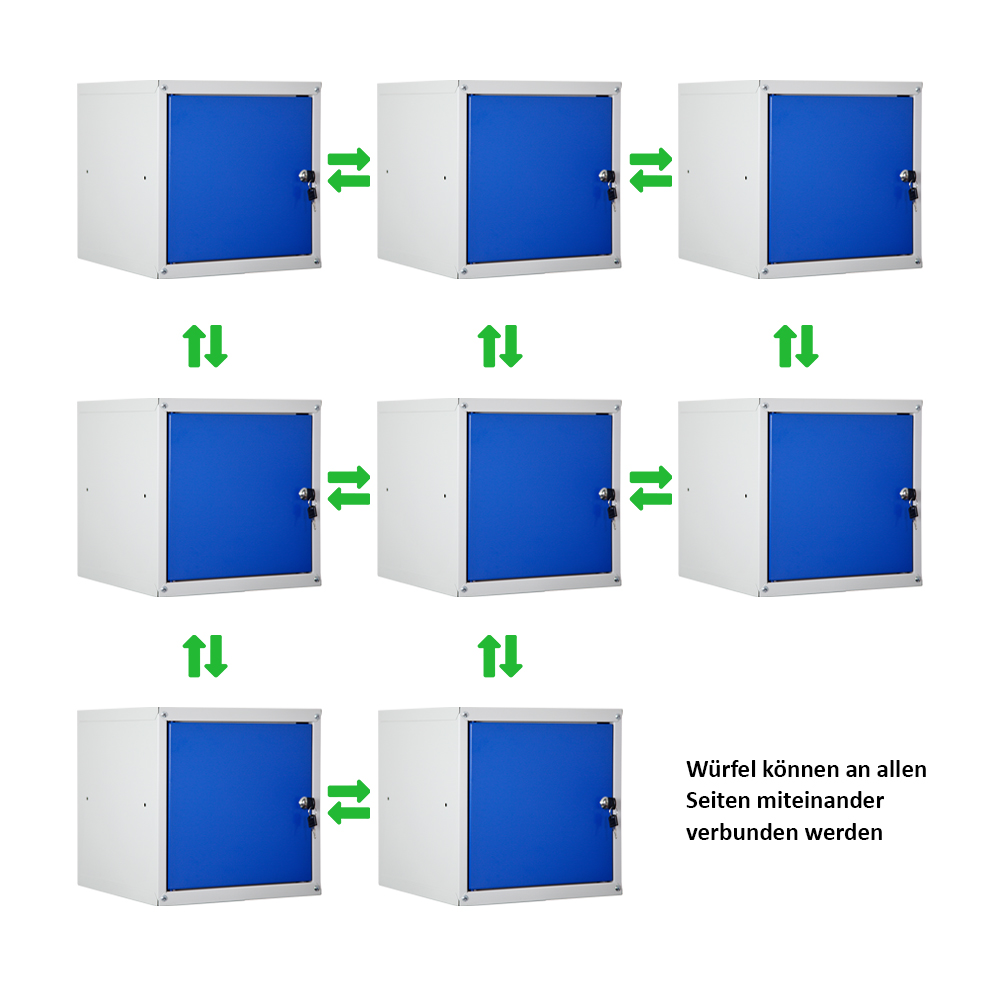 Mega Deal | 3x Schließfachwürfel Cubic | HxBxT 35x35x35 cm | Grau-Blau