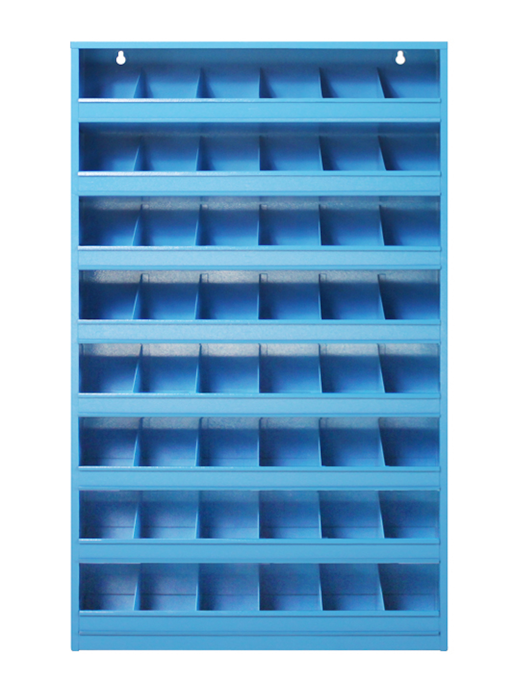 Schüttenregal mit 48 Fächer zur Wandbefestigung | HxBxT 85x50x12,5cm | Lichtblau