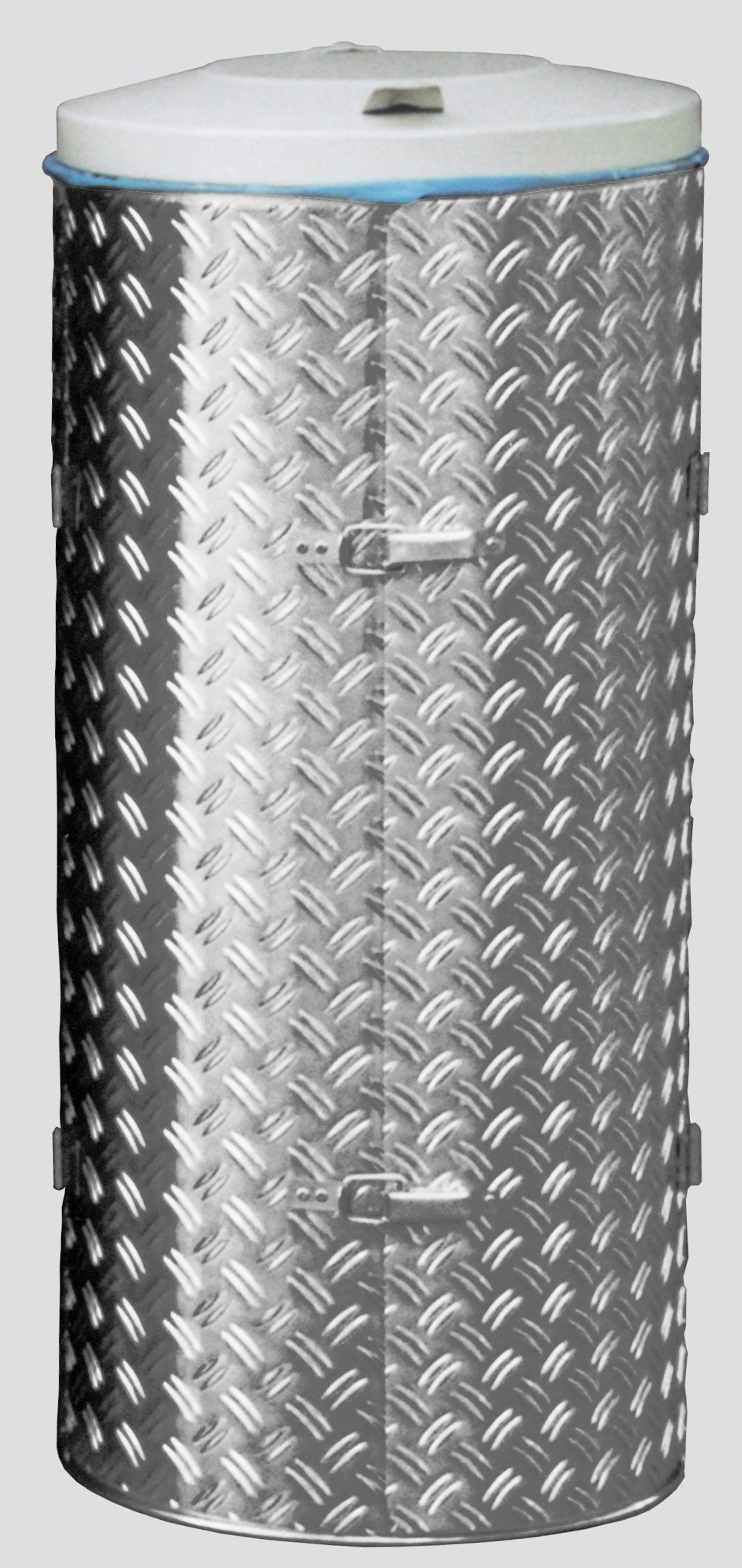Kompakter Abfallsammler mit Türe | 120 Liter, HxBxT 99x43,5x43,5cm | Edelstahl | Alu-Duett-Blech | Deckel grau