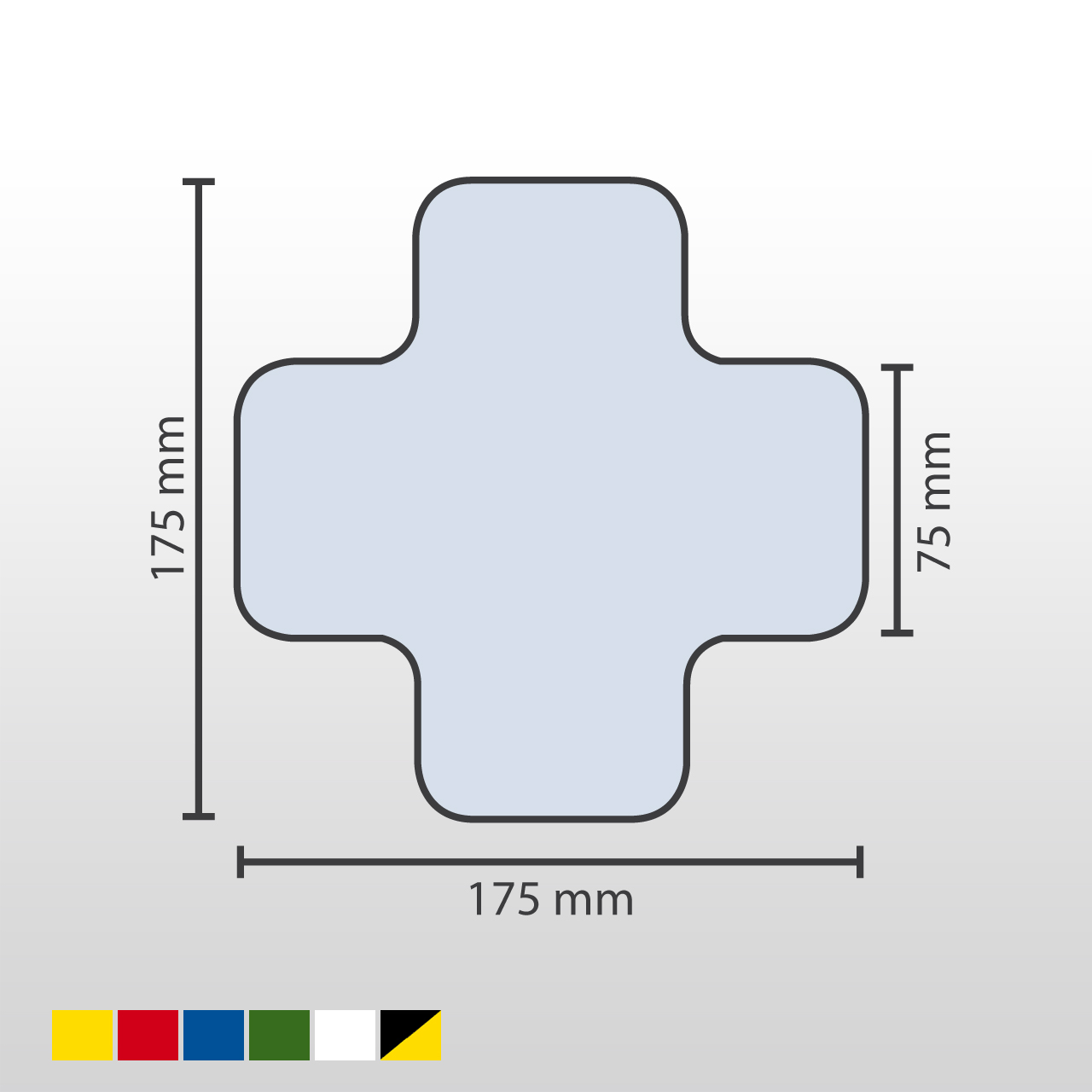 Stellplatzmarker | X-Stück | 25 Stück | Schenkelbreite 7,5cm | Polyester (PET) 0,2mm | Für glatte & spaltfreie Böden | Gelb/Schwarz