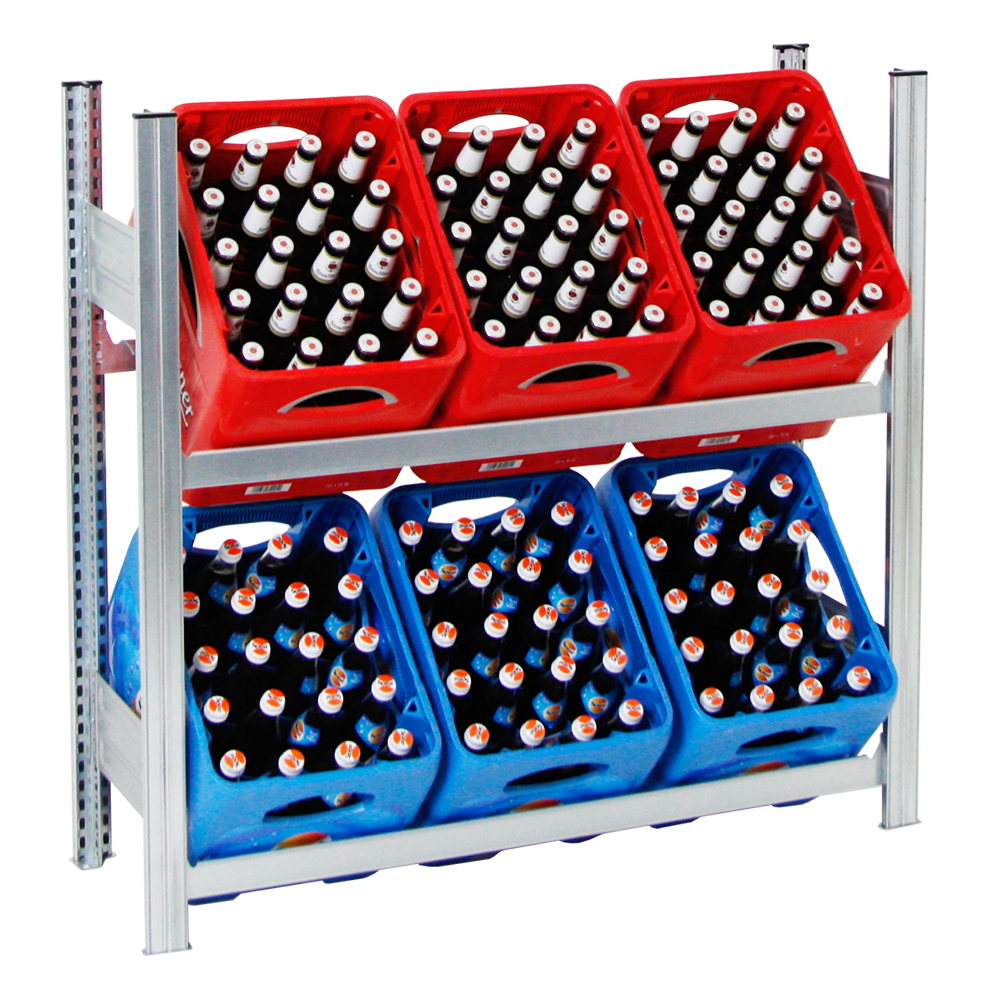 Getränkekistenregal Chiemsee Made in Germany | HxBxT 100x106x34cm | 6  Kisten auf 2 Ebenen | Verzinkt