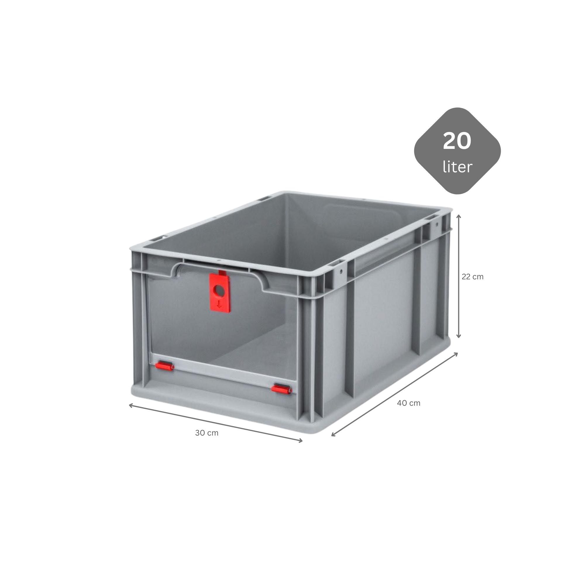 Eurobox NextGen Insight Cover | HxBxT 22x30x40 | 20 Liter | Hoch/Rot | Eurobehälter, Transportbox, Transportbehälter, Stapelbehälter