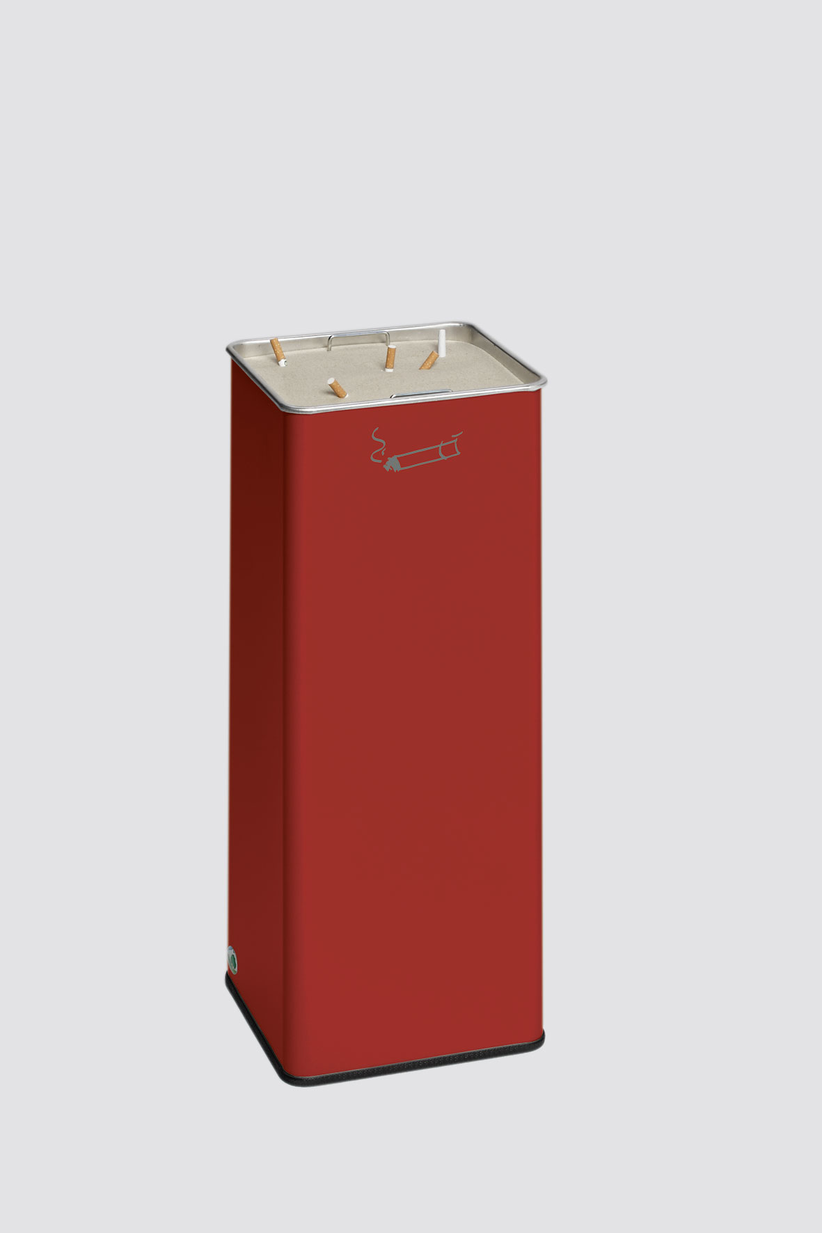 Robuster Ascher mit herausnehmbarem Sandsieb für Eingangsbereiche | HxBxT 66,5x26x26cm | Verzinkter Stahl | Rot