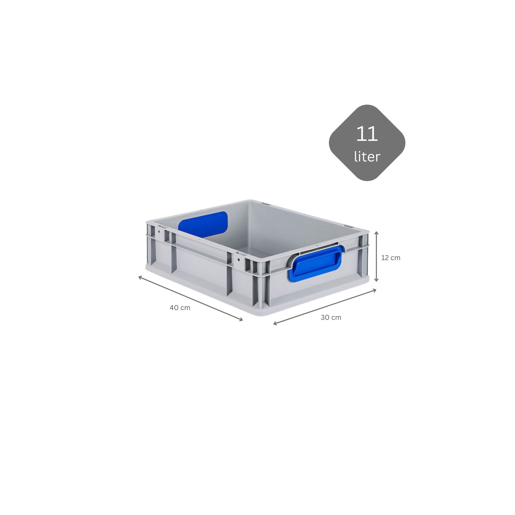 SparSet 5x Eurobox NextGen Color mit Auflagedeckel und Schiebeschnappverschlüsse | HxBxT 12x30x40cm | 11 Liter | Griffe blau geschlossen | Glatter Boden | Eurobehälter, Transportbox, Transportbehälter, Stapelbehälter
