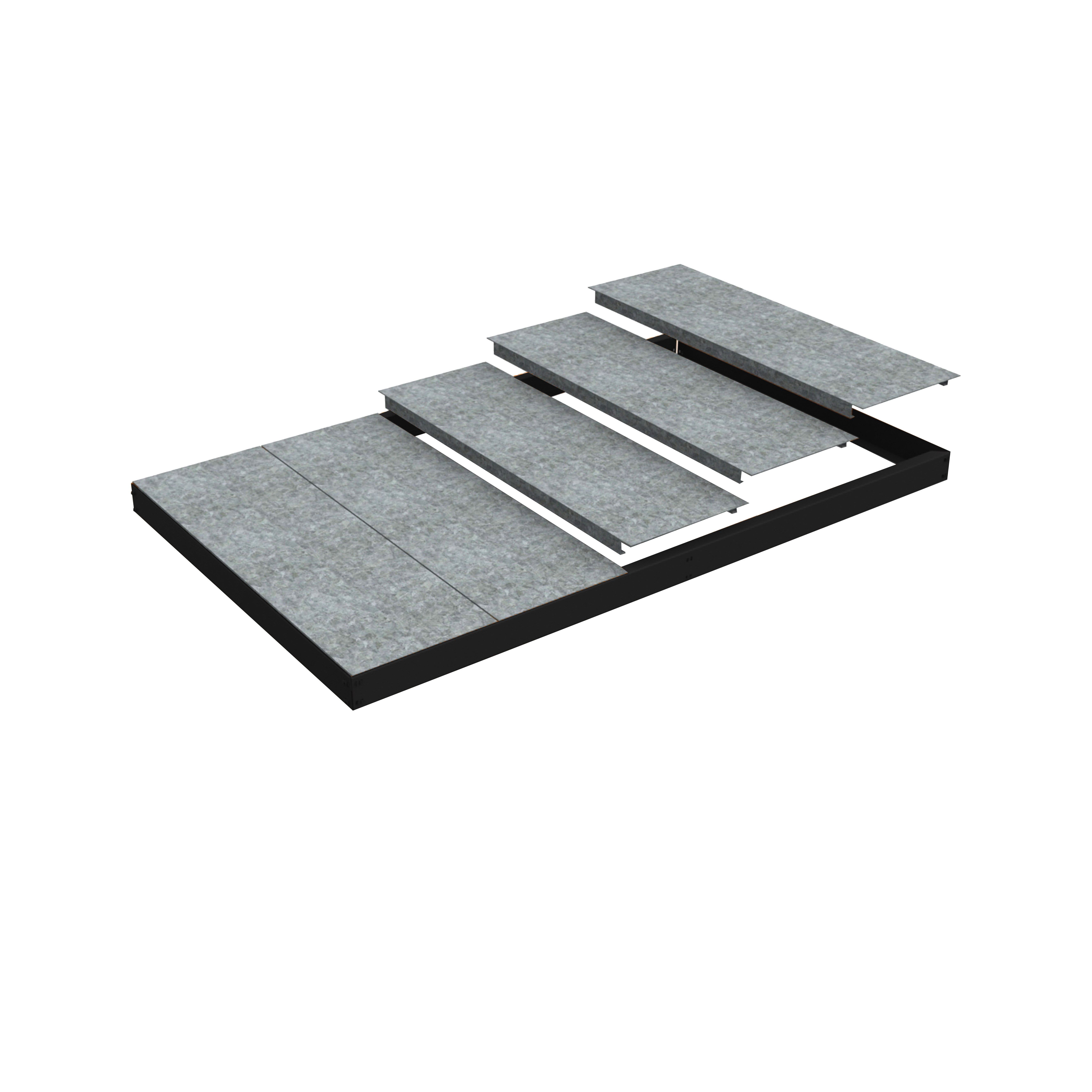 Zusatzebene für Schwerlastregal METAL YETI | BxT 120x45cm | Fachlast 400kg | Stahlplatten-Fachboden | Anthrazit