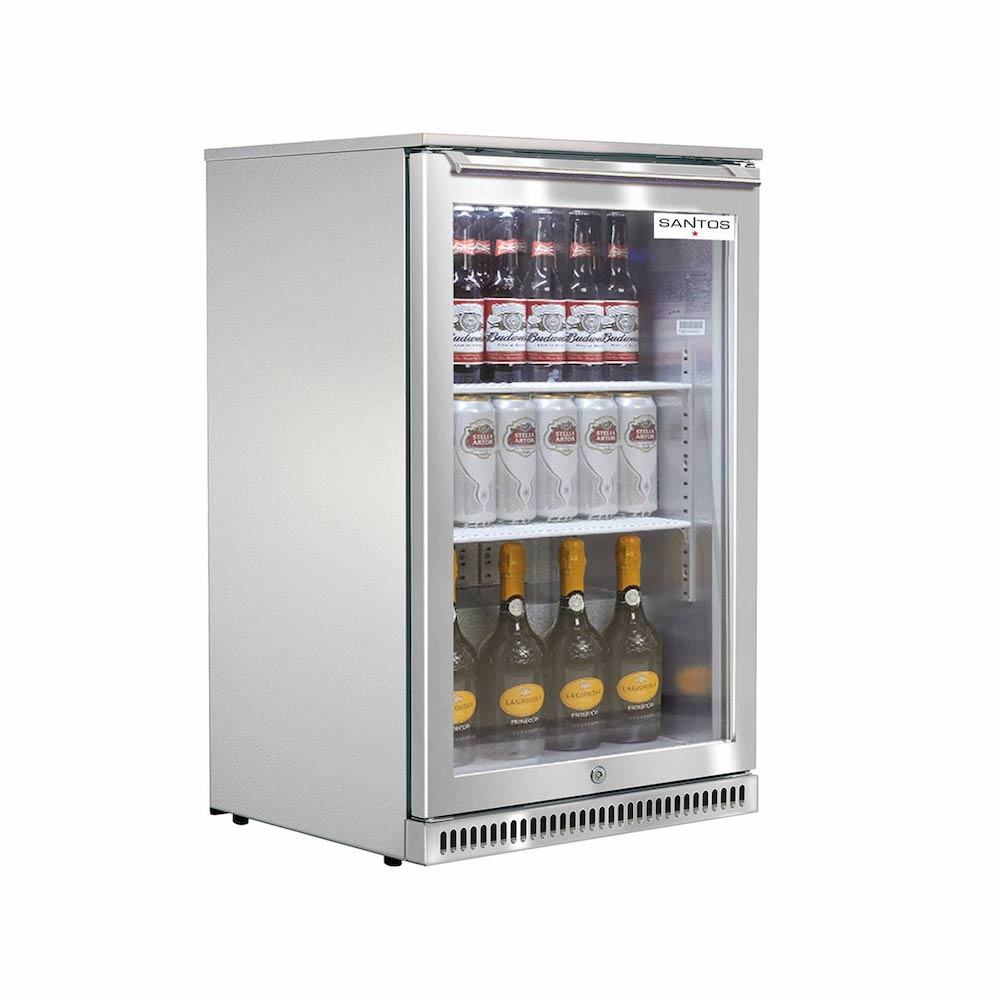 SANTOS Outdoor Edelstahl-Kühlschrank MIAMI | 1x Glastür | 114 Liter, HxBxT 84x55,5x52cm