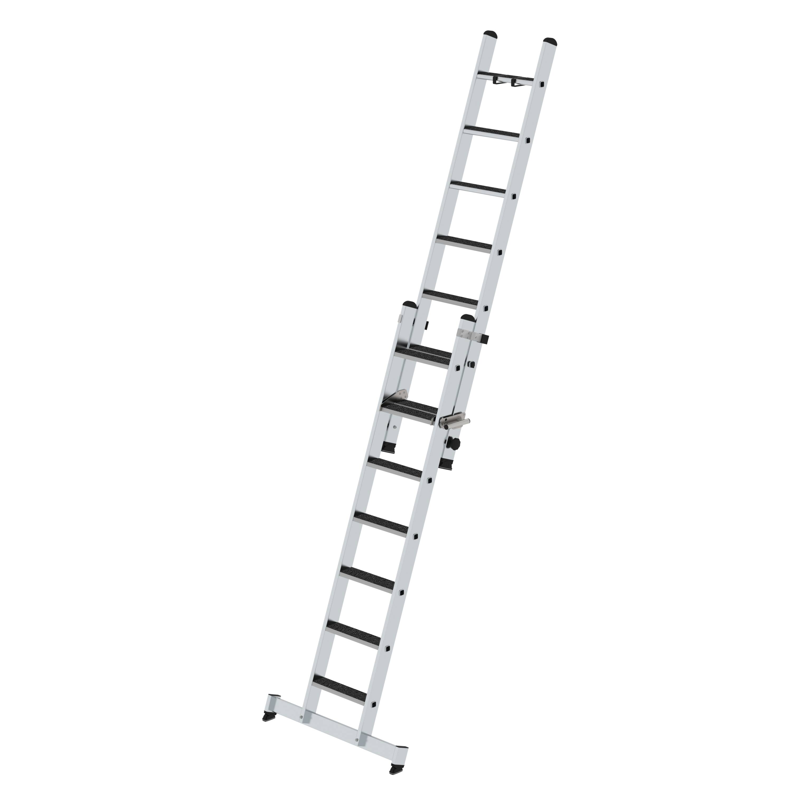 Stufen-Schiebeleiter 2-teilig mit nivello-Traverse und clip-step R13 2x7
