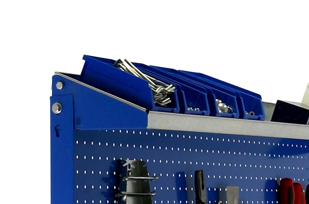 Werkbank BUFFALO mit Werkzeugwand und Ablage | HxBxT 84x90x61cm | Traglast 400kg | Blau