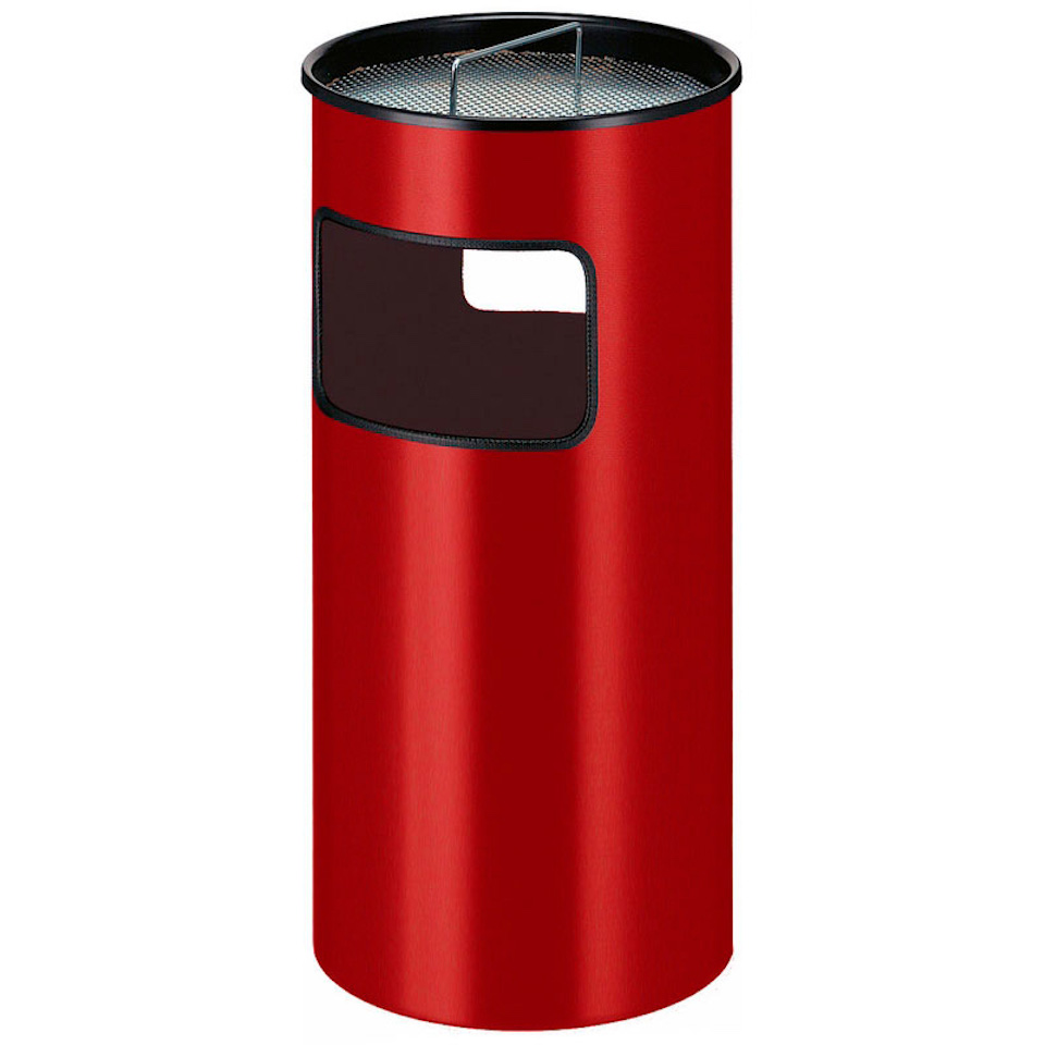 Runder feuerfester Kombiascher inkl. Löschsand & Sieb | 50 Liter, HxØ 69x32cm | Inneneimer aus Metall | Rot