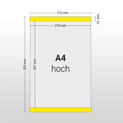 Magnetische Infotasche A4 Hochformat | 10 Stück| PVC 1,3mm | Gelb