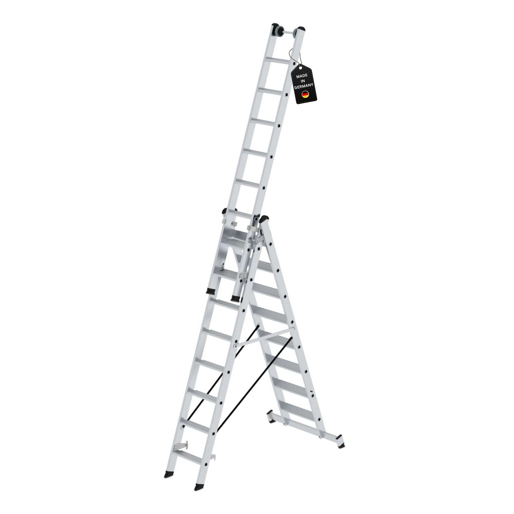 Stufen-Mehrzweckleiter 3-teilig mit nivello®-Traverse 3x8 Stufen