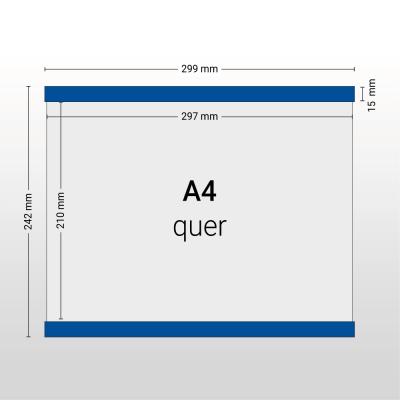 Magnetische Infotasche A4 Querformat | 10 Stück| PVC 1,3mm | Blau