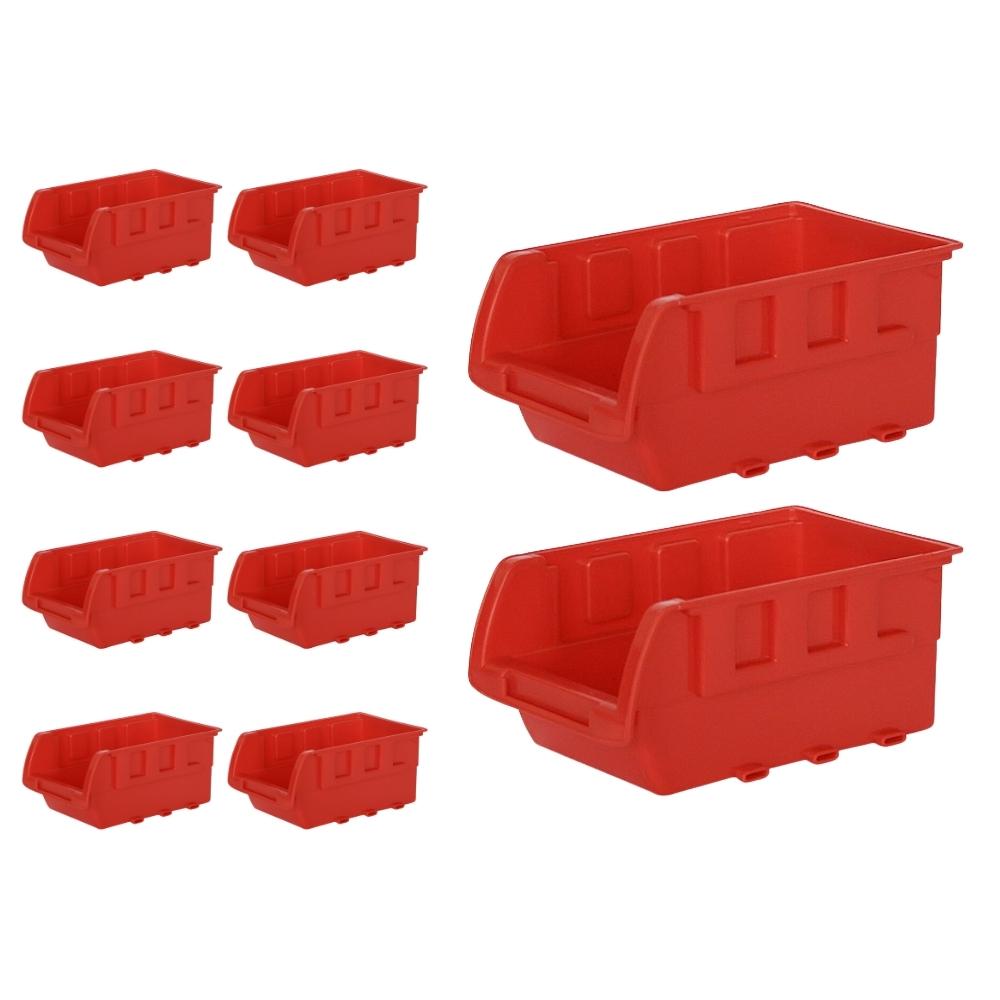 SuperSparSet 10x Sichtlagerbox aus Kunststoff | Rot | BxHxT 12x16x23cm | Sortimentskasten, Sortimentsbox