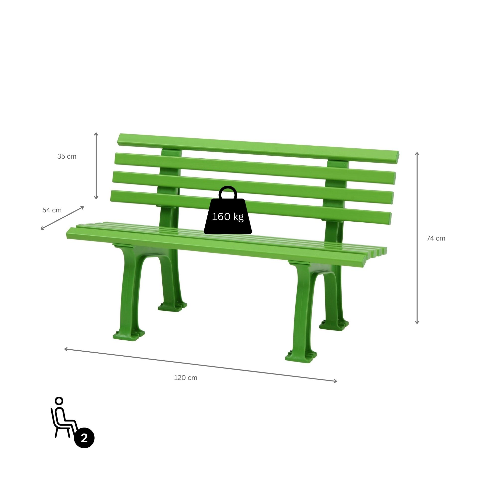 Gartenbank Antigua | 2-Sitzer | Apfelgrün | HxBxT 74x120x54cm | Witterungs- & UV-beständiger Kunststoff | Parkbank Sitzbank Außenbereich Garten Balkon Terrasse