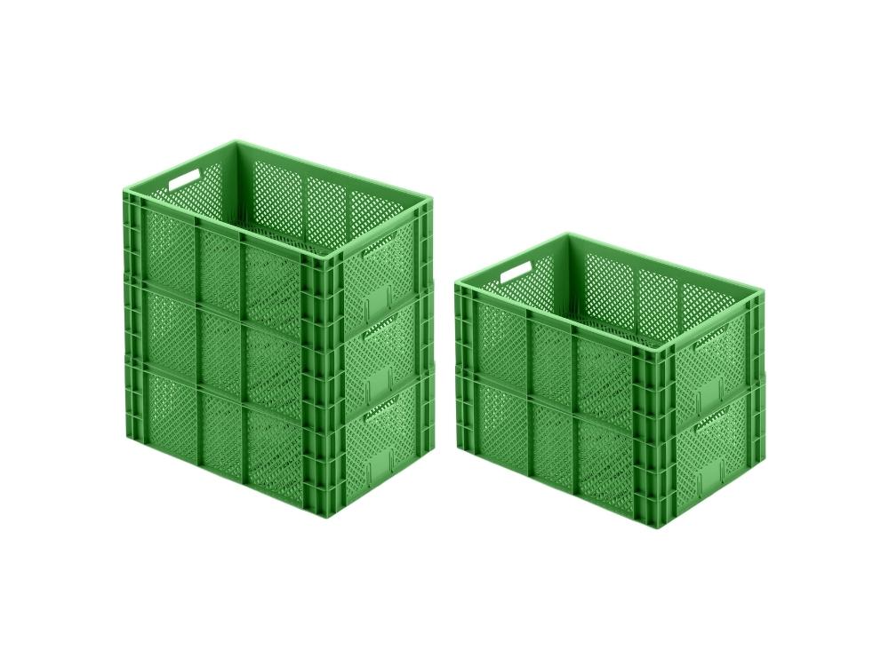 SparSet 5x Eurobehälter Obst- und Gemüsekasten | HxBxT 22x40x60cm | 43 Liter | Grün | Obst-Gemüsekiste, Obstkorb, Transportbox