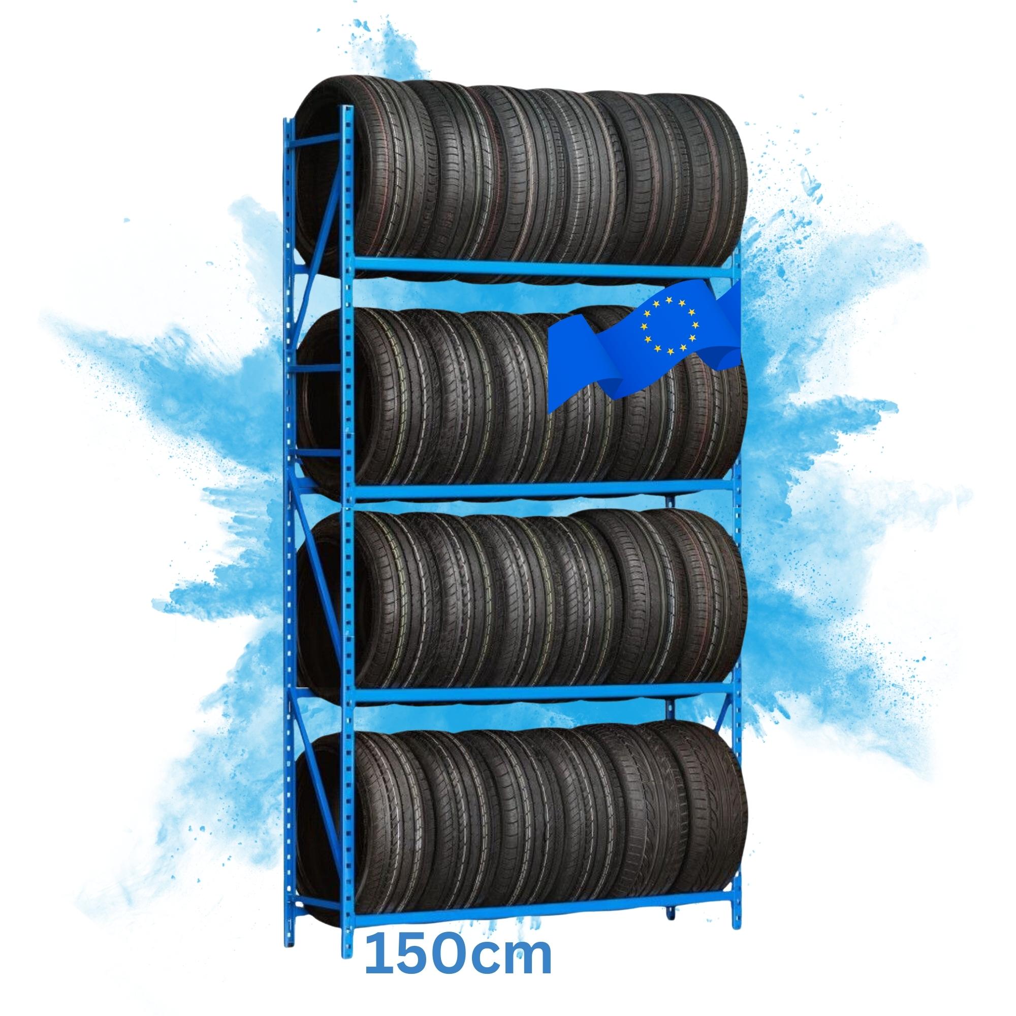 Reifenregal High Puma | Grundregal | HxBxT 240x150x50cm | 4 Ebenen | 120kg Fachlast | bis zu 24 Reifen | Lichtblau