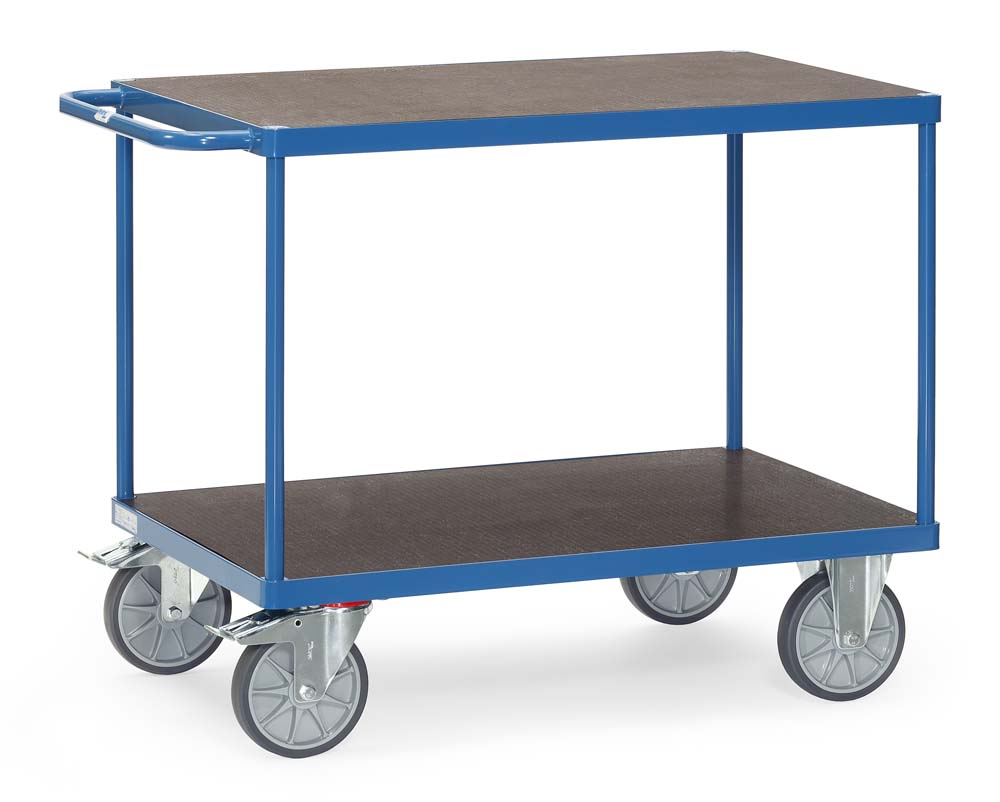 Schwerer Tischwagen mit 2 wasserfesten Böden und 120 x 80 cm Ladefläche