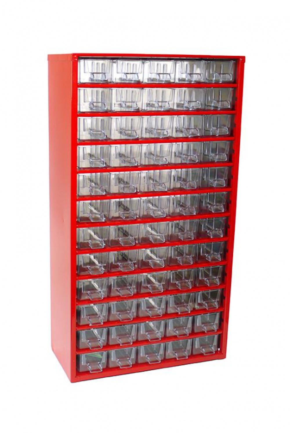 Cosima Kleinteilemagazin mit 60 Schubfächer Metallgehäuse rot | HxTxB: 55,1x15,5x30,6cm | Kleinteileregal, Sortimentsboxen, Sortimentskastenregal, Regalsystem