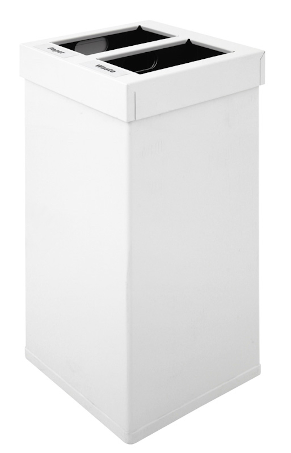Eckiger Aluminium Abfallbehälter Haiti Mix mit 2 Inneneimer | 2x 52,5 Liter, HxBxT 76,5x36x36cm | Weiß