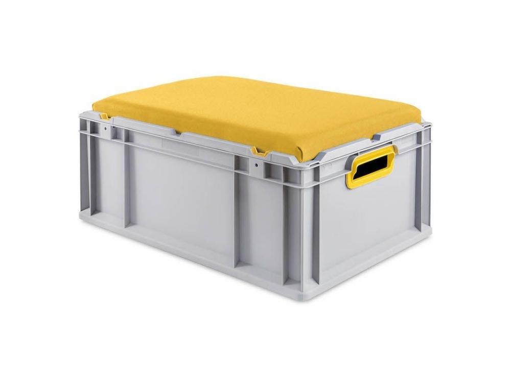 Sitzkissen für Eurobox NextGen Seat Box | BxT 40x60cm | Gelb | Eurobehälter, Sitzbox, Transportbox, Transportbehälter, Stapelbehälter