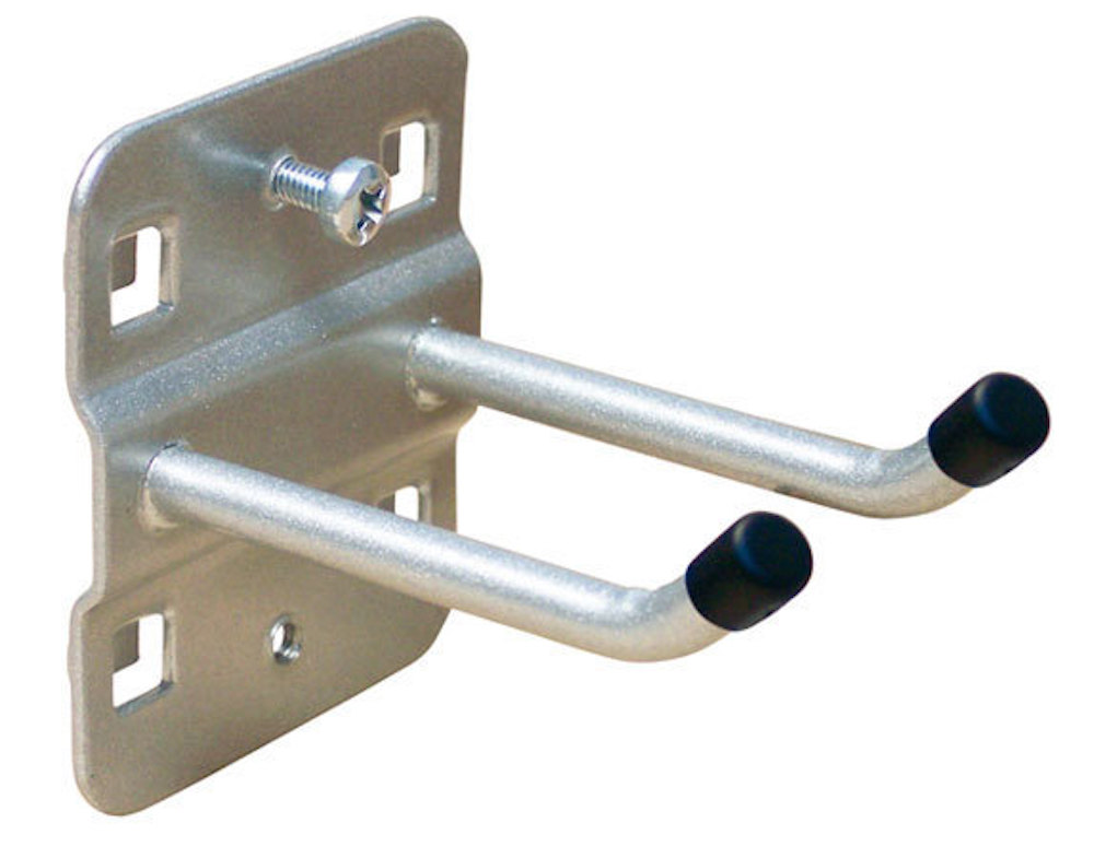 Werkzeughalter doppelt mit schrägem Hakenende für Lochplatte | 5cm | Weissaluminium