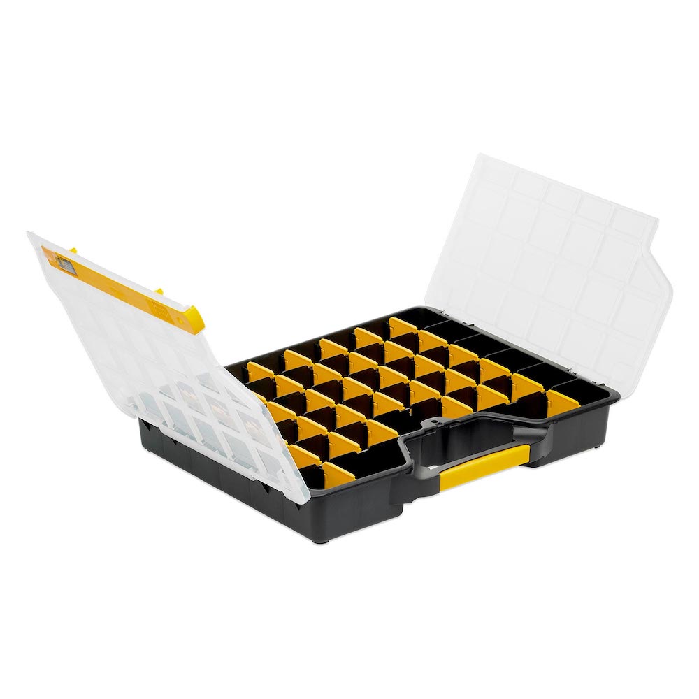 SparSet 5x Sortimentskasten EuroPlus Basic | HxBxT 7,2x46,5x37,5cm | Schwarz-Transparent-Gelb