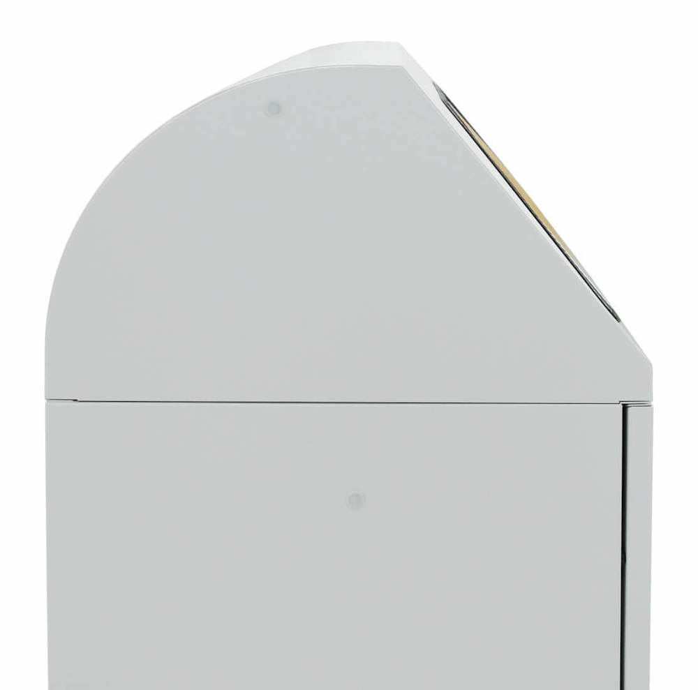 Abfallbehälter mit ausziehbarer Tütenhalterung | 45 Liter, HxBxT 80x40x38cm | Brandschutzklasse A1 | Lichtgrau mit Klappenaufkleber in 4 Farben