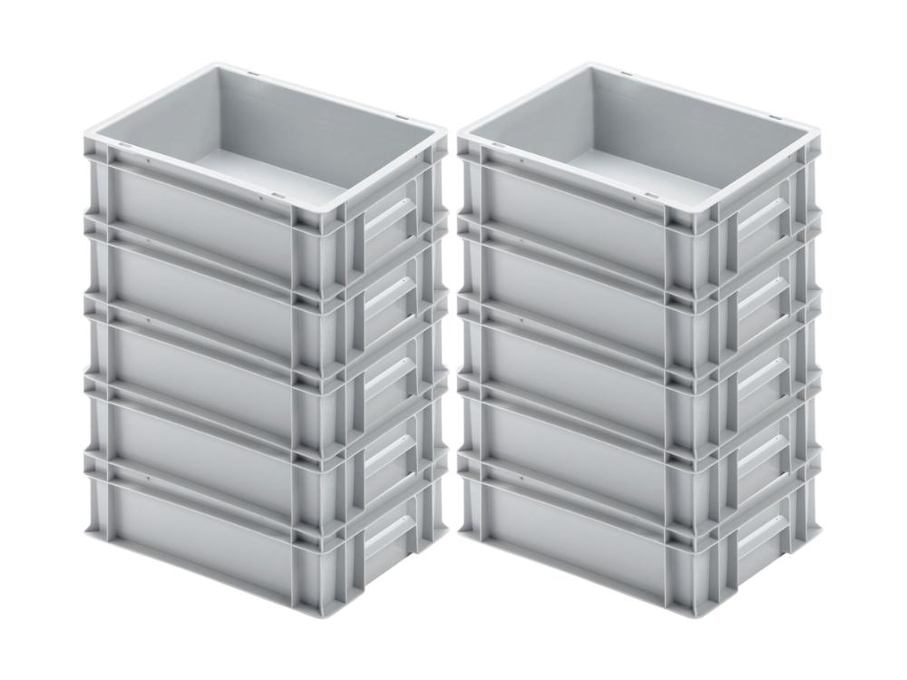 Eurobehälter mit geschlossenem Griff | HxBxT 12x30x40cm | 11 Liter | Grau | Eurobox, Transportbox, Transportbehälter, Stapelbehälter
