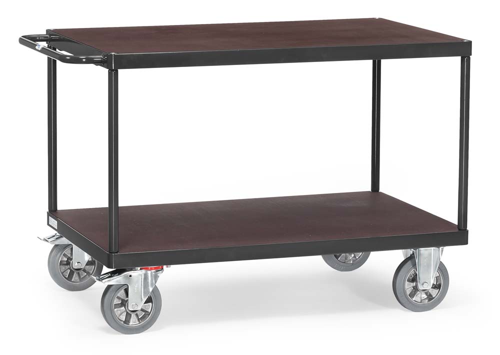 Schwerer Tischwagen für große Lasten mit 2 Böden und 200 x 80 cm Ladefläche (grau)
