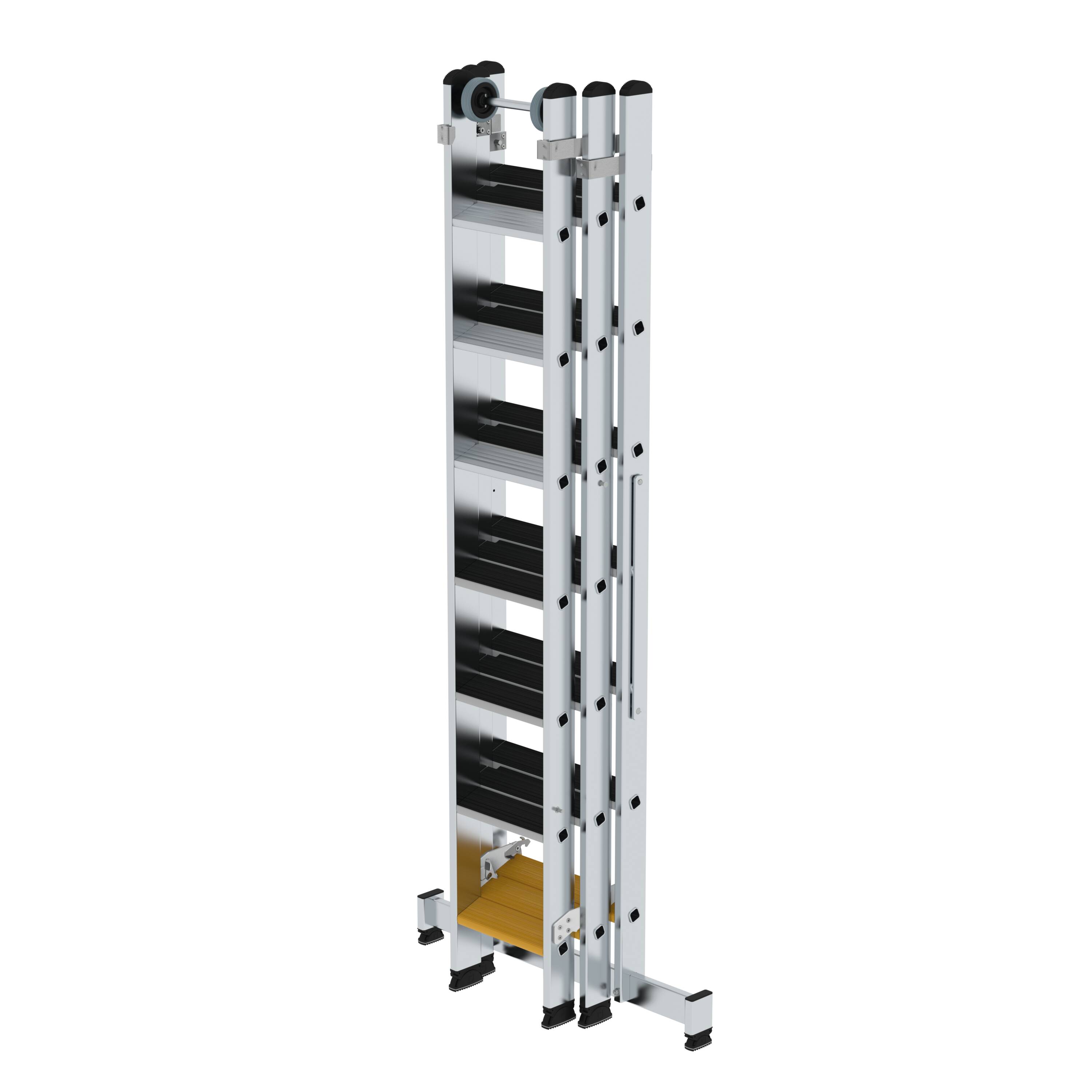 Stufen-Mehrzweckleiter 3-teilig mit nivello®-Traverse und clip-step R13 3x7 Stufen