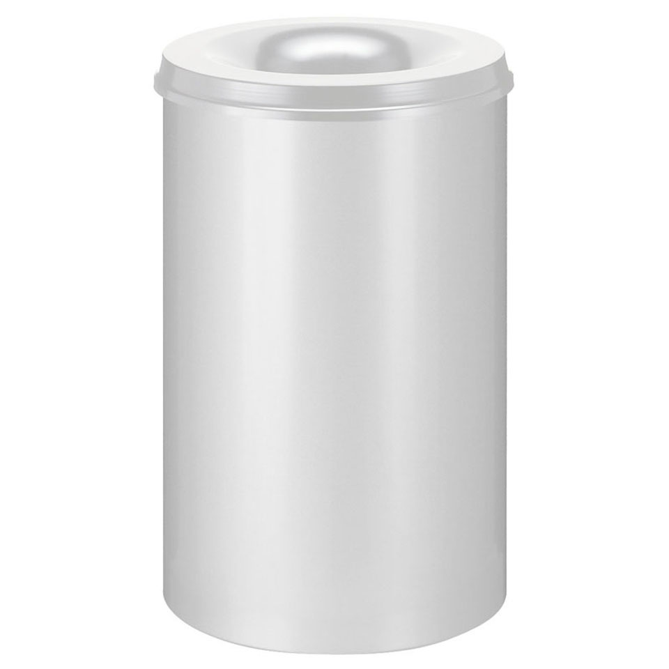 Selbstlöschender Papierkorb & Abfallsammler aus Metall | 110 Liter, HxØ 72x47cm | Hellgrau