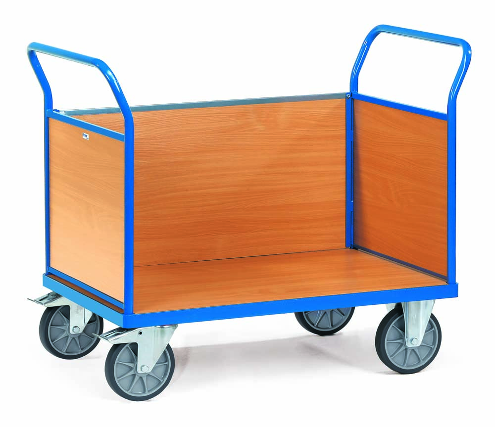 Dreiwandwagen mit Wänden aus Holzwerkstoffplatten und 85 x 50 cm Ladefläche