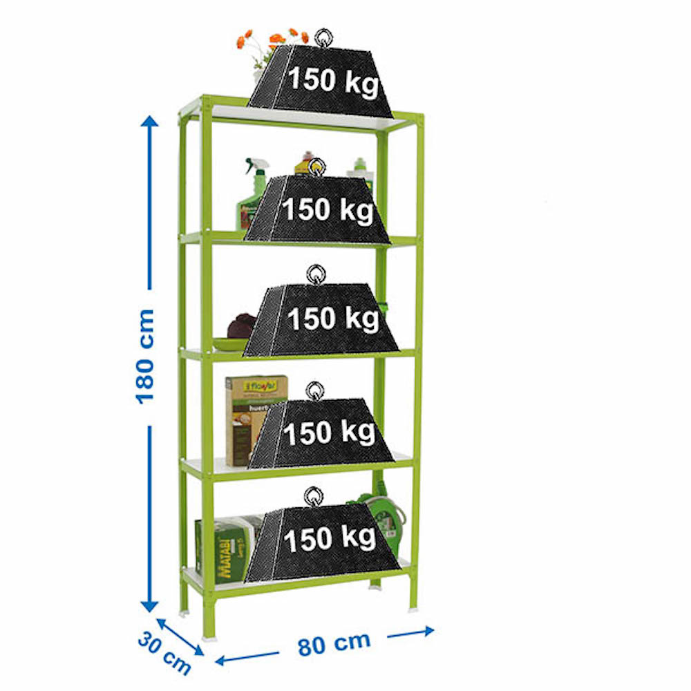 Wohnregal LIVING KOALA WOOD mit 5 Fachböden | HxBxT 180x80x30cm | Fachlast 150kg | Grün/Weiß
