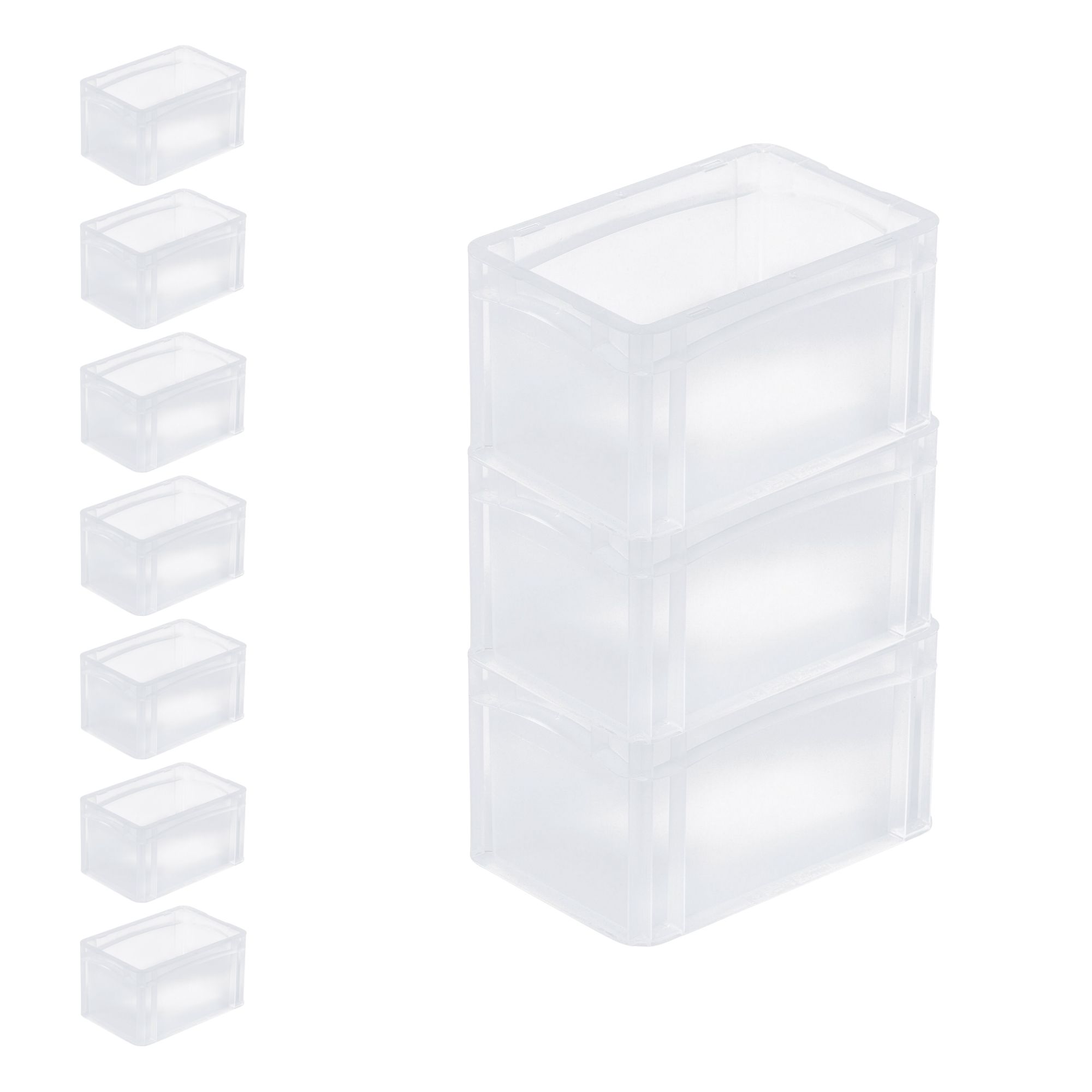 SparSet 10x Transparenter Eurobehälter BasicLine mit geschlossenem Griff | HxBxT 17x20x30cm | 7,2 Liter | Eurobox, Transportbox, Transportbehälter, Stapelbehälter
