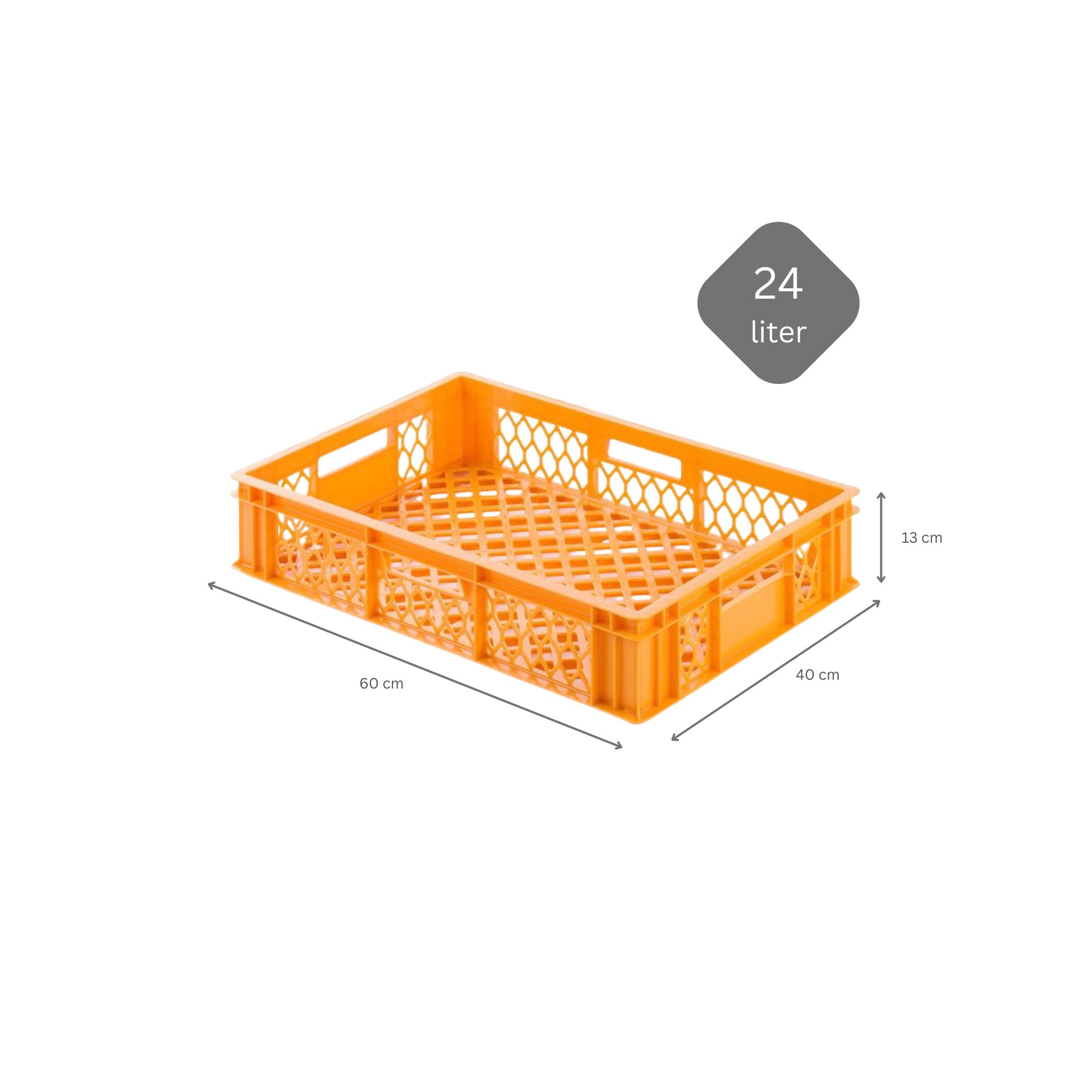 Eurobehälter Bäcker- & Konditorenkasten | HxBxT 13x40x60 | 24 Liter | Gelb-Orange | Brötchenkiste, stapelbare Bäckerkiste
