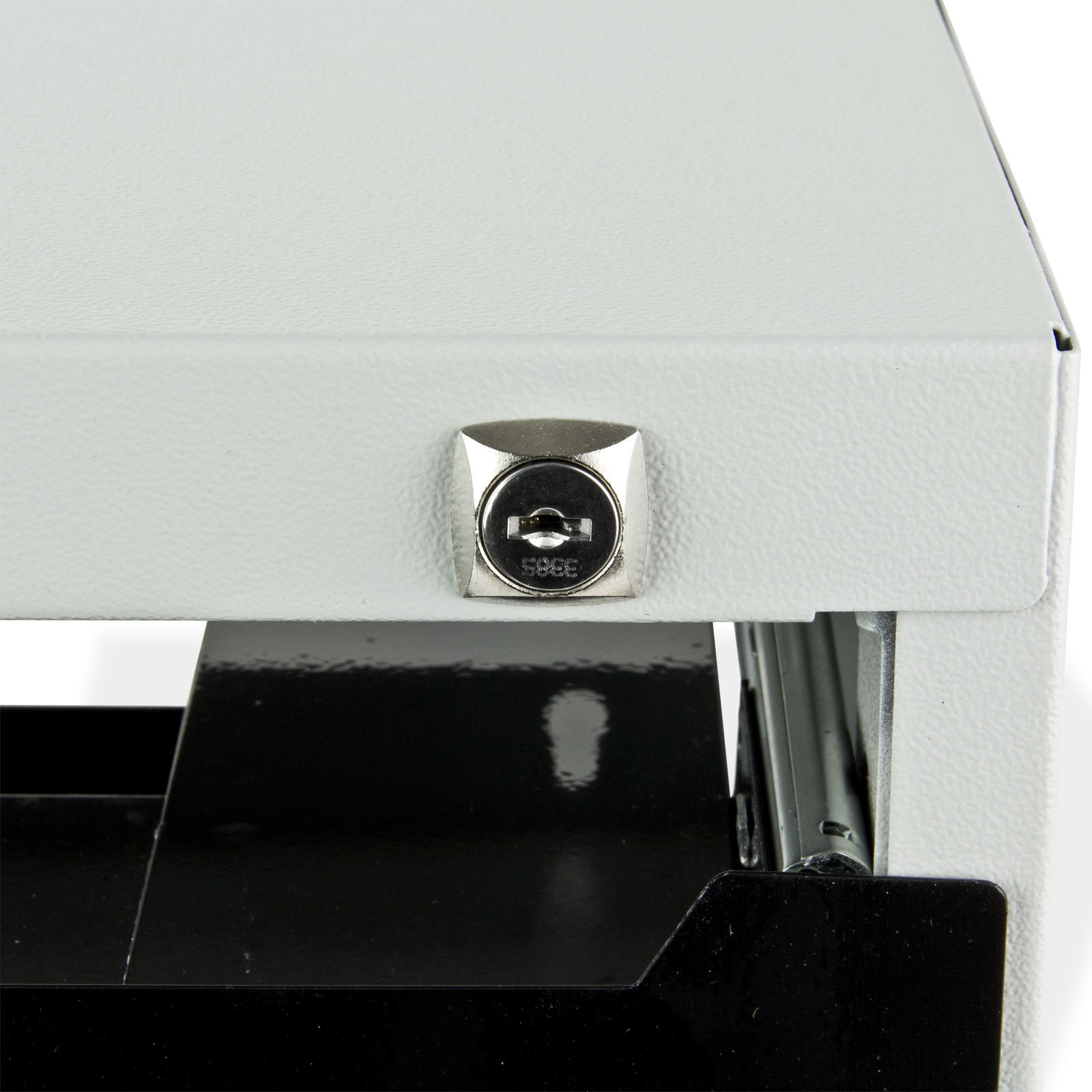 Stahlblechkasten-Tresor für 4 Schubladen | HxBxT 35,3x40x26cm | Lichtgrau/Tiefschwarz