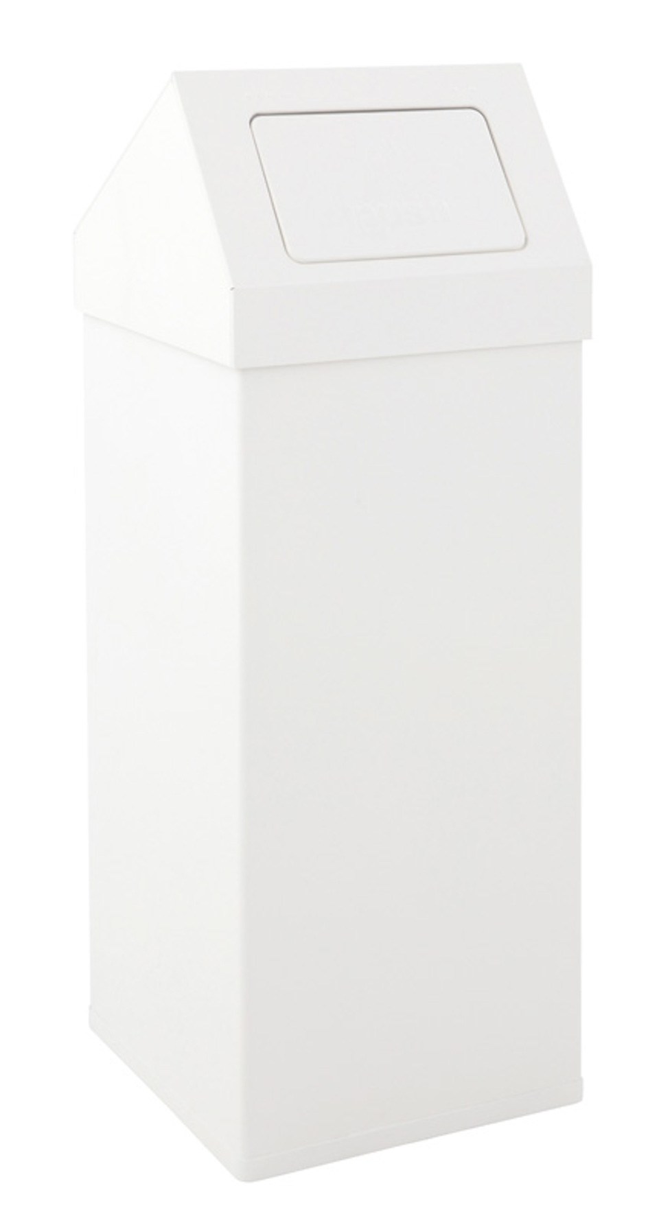Eckiger Aluminium Abfallbehälter Haiti mit Push-Deckel | 110 Liter, HxBxT 100x39x39cm | Weiß