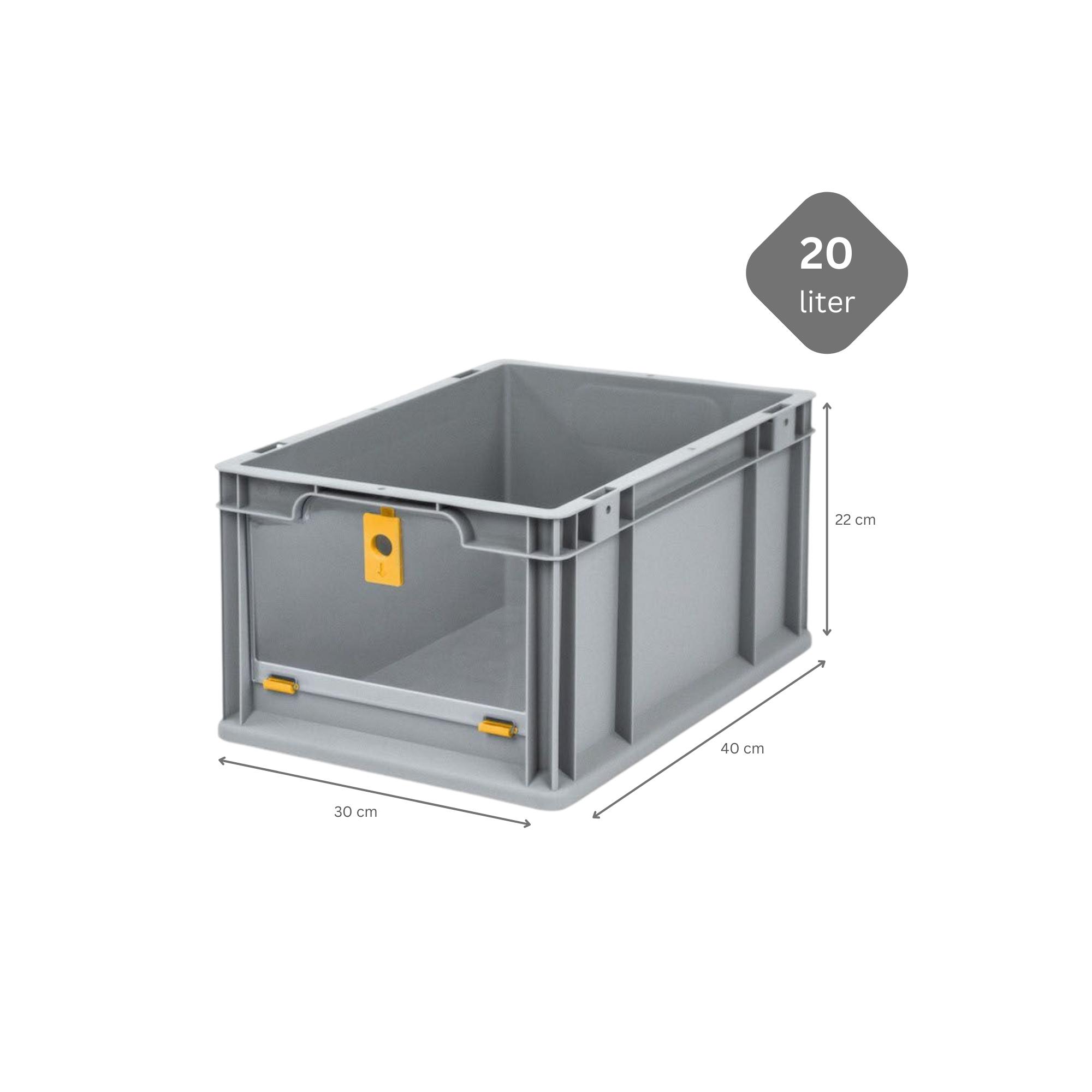 Eurobox NextGen Insight Cover | HxBxT 22x30x40 | 20 Liter | Hoch/Gelb | Eurobehälter, Transportbox, Transportbehälter, Stapelbehälter