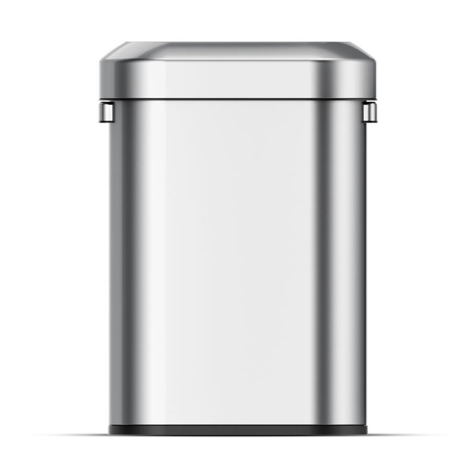 Stilvoller ovaler offener Abfallsammler aus gebürstetem Edelstahl | 60 Liter, HxBxT 65x46,2x28,8cm | Silber
