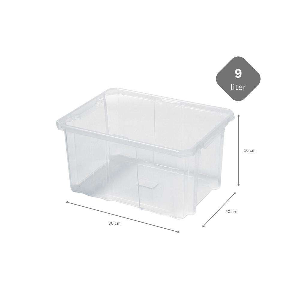 Mehrzweck Aufbewahrungsbox | Transparent | HxBxT 16x30x20cm | 9 Liter | Lagerkiste, Transportbox, Stapelbox, Kunststoffkiste
