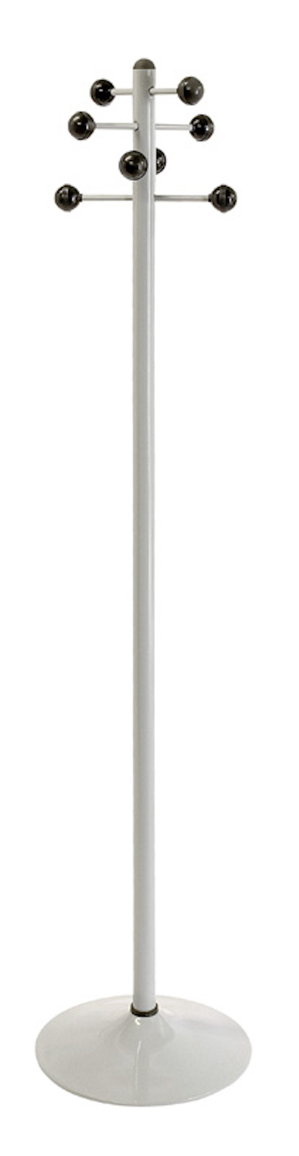 Garderobenständer aus lackiertem Stahl mit 8 Kunststoff Knöpfen | Höhe 178cm | Fußplatte aus Metall | Grau