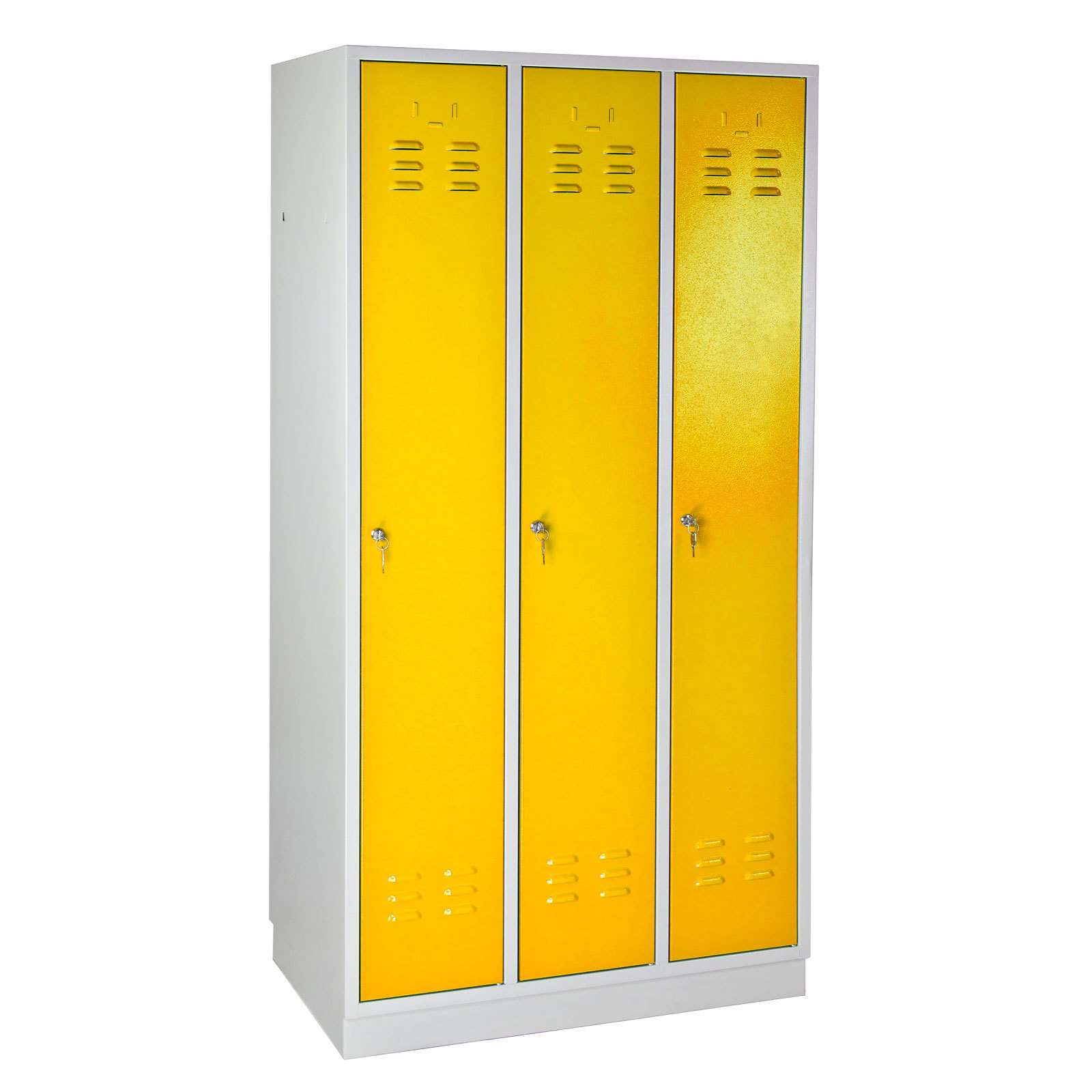 Garderobenschrank Ermine mit 3 Türen | HxBxT 178x89x50cm | Lichtgrau/Gelb