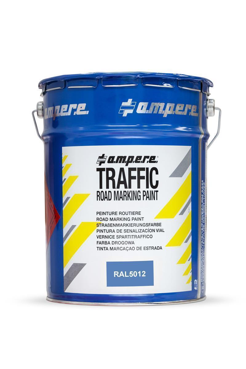 AMPERE 3x 5kg Straßenmarkierungsfarbe TRAFFIC ROAD MARKING PAINT | Zur professionellen Markierung von Straßen aus Beton & Asphalt | 15kg | Blau